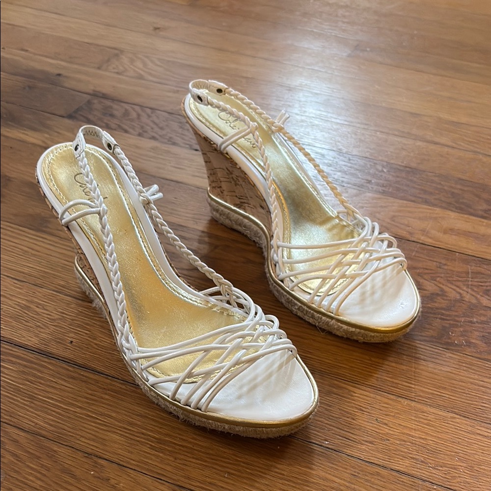 Cole Haan White Wedge Sandals